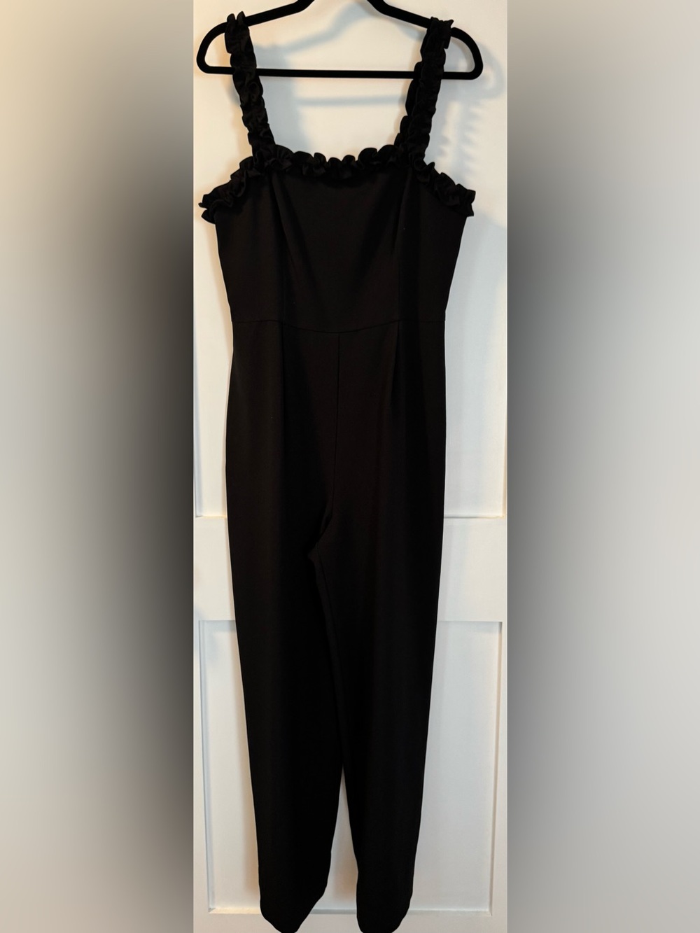 Chelsea28 Black Ruffled-Strap Jumpsuit